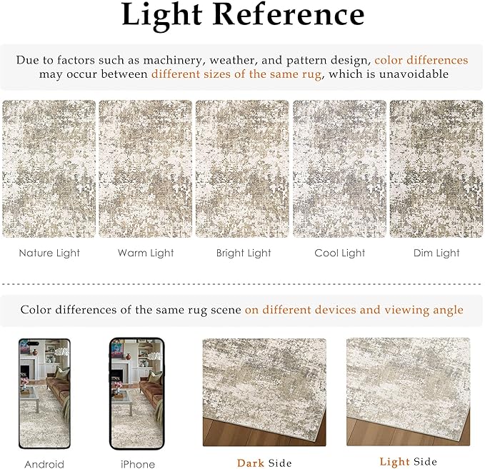 PureCozy Beige Area Rug 3x5 Machine Washable Modern Abstract Office Carpet - Image 7