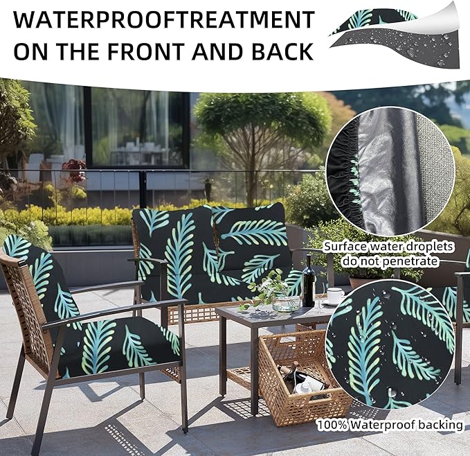 8Pcs Outdoor Cushion Covers, Patio Cushion Covers, Stretch Elastic Slipcovers - Image 4