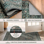 Vintage Washable Dark Green 10x14 Rug - Image 6