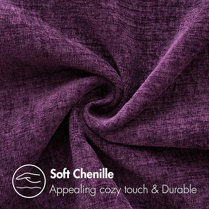 MIULEE Pack of 2 Couch Throw Pillow Covers 18x18 Inch Soft Plum Purple Chenille - Image 2