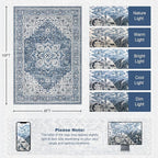 8x10 Area Rugs for Living Room: Washable Rug Soft Vintage Boho Medallion Carpet - Image 2