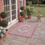 SAFAVIEH Washable Rug Outdoor Courtyard Collection - 2' x 3'7", Light Grey & Fuchsia Pink Purple, Non-Shedding & Easy Cleaning, Ideal for Patio, Front Door, Entryway, Doormat (CY8751-39712)