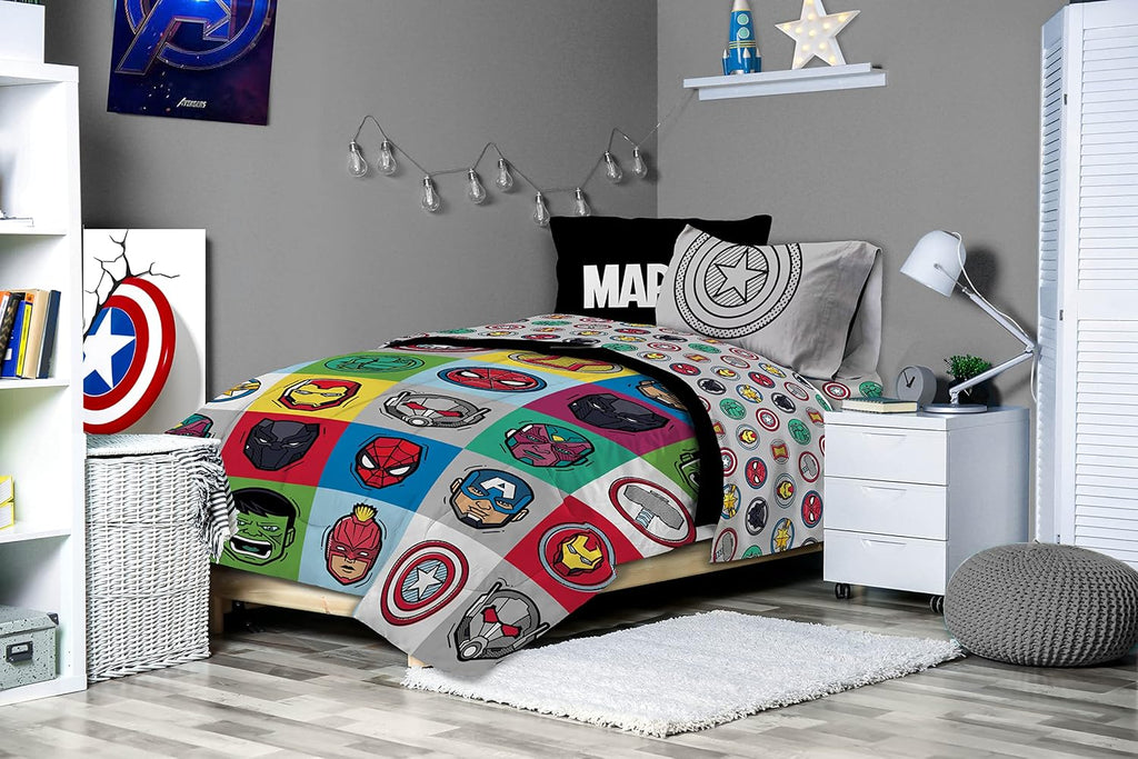 Marvel Avengers Iron Man Twin Comforter Set 5 Piece Kids Bedding, Multi