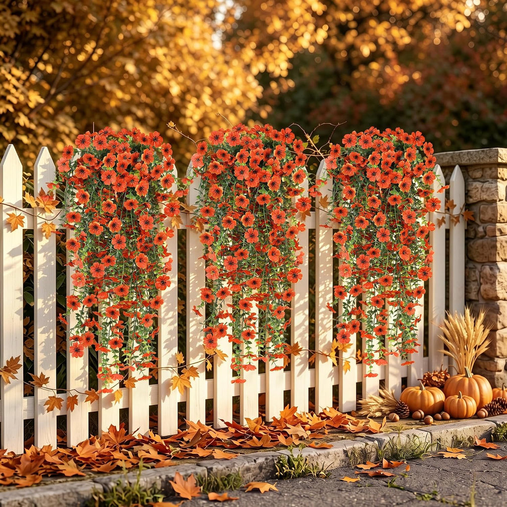AGIRL 6 Bundles Fall Artificial Flowers for Outdoor Faux Plant,Orange