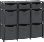 Cube Storage Organizer with Storage Bins Included - The Perfect Closet Organizers and Storage Solution. Includes 9 Storage Cubes, Great For Toy Storage, Closet Storage, Clothes Storage (Dark Grey)