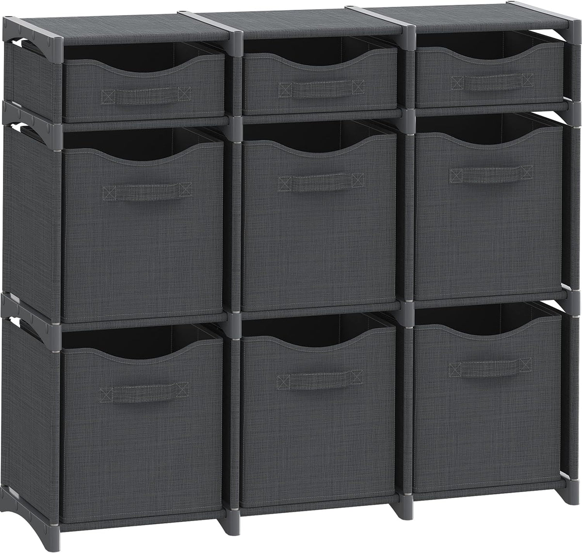 Cube Storage Organizer with Storage Bins Included - The Perfect Closet Organizers and Storage Solution. Includes 9 Storage Cubes, Great For Toy Storage, Closet Storage, Clothes Storage (Dark Grey)