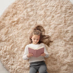 OLANLY Beige Round Rugs for Bedroom by OLANLY