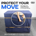 Large Moving Blanket 80" x 72", Blue/Black Color (Pack of 3) - Heavy-Duty Furniture Pad for Moving & Wrapping - Thick Packing Blanket for Furniture Protection - Padded Mover Cover by IDL Packaging