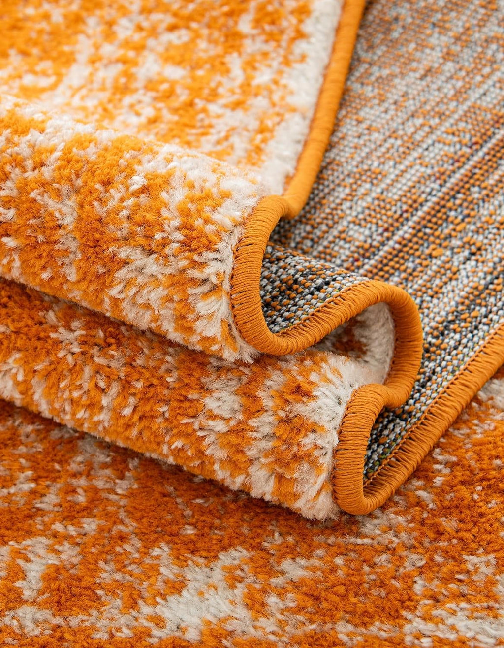 Unique Loom Bromley Collection Area Rug - Wells (3' 1" Round Orange/Ivory)