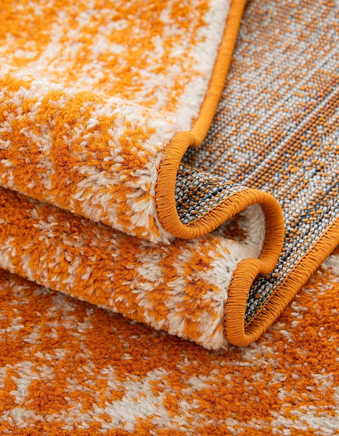 Unique Loom Bromley Collection Area Rug - Wells (3' 1" Round Orange/Ivory)