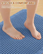 Smiry Waffle Bathroom Rugs Sets 2 Piece (30x20+24x16, Blue)