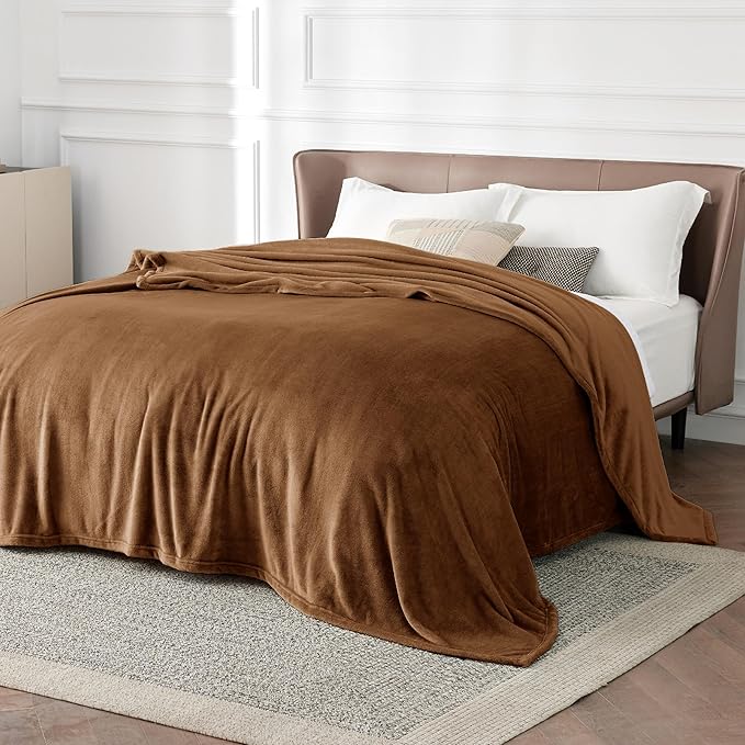 Bedsure GentleSoft Orange Fleece Blankets King Size - Image 2