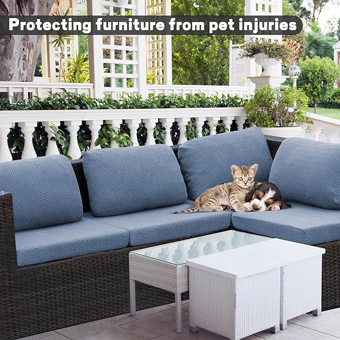 8Pcs Outdoor Cushion Covers, Patio Cushion Covers, Stretch Elastic Slipcovers - Image 3