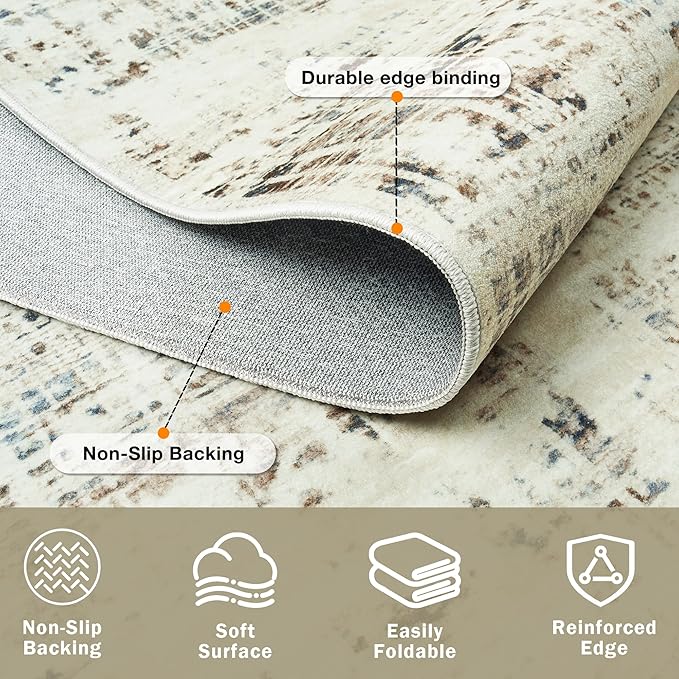 10x14 Area Rugs for Living Room Washable Rug: Anti-Skid Abstract Modern Living - Image 4