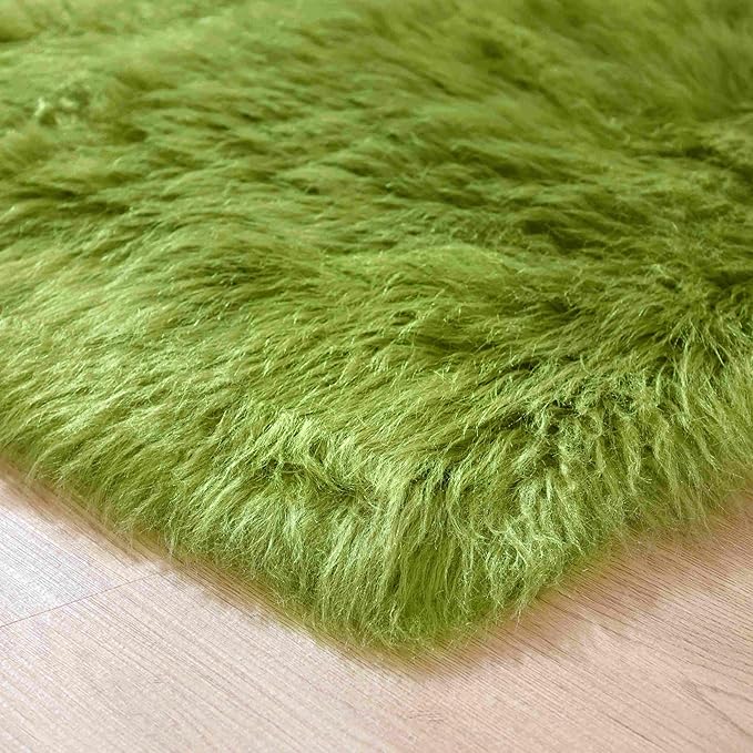 Goolela Lime Green Area Rug 6x9 Fuzzy Fluffy Furry Shag Rug - Image 7