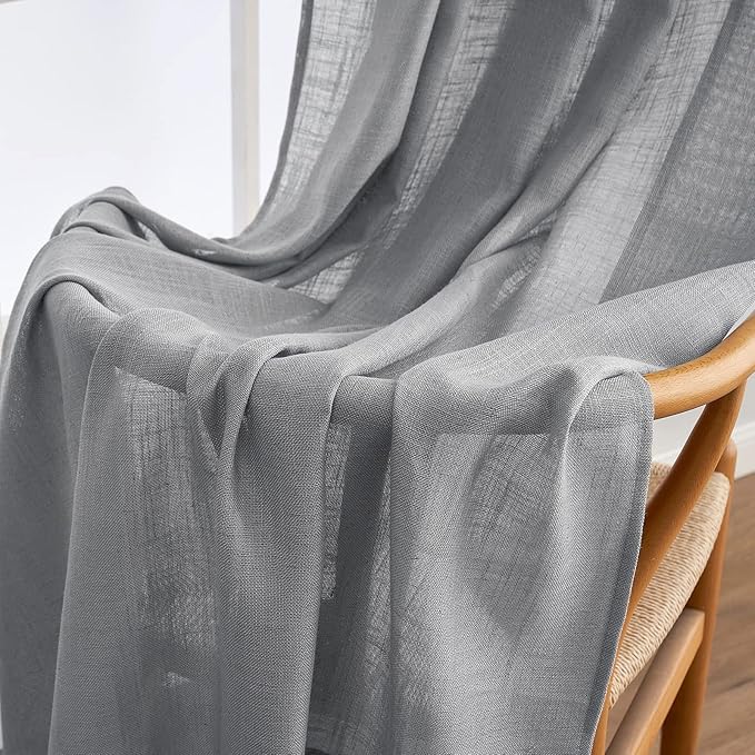 MIULEE Grey Linen Curtains 72 Inch Length - Image 6