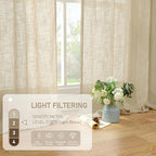 LAMIT Linen Kitchen Curtains 30 Inch Length, Semi Sheer Light Filtering Window - Image 4