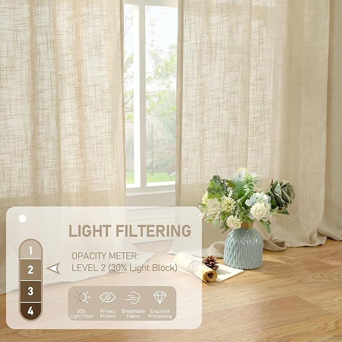 LAMIT Light Filtering Linen Curtains 84 inches Long - Image 4