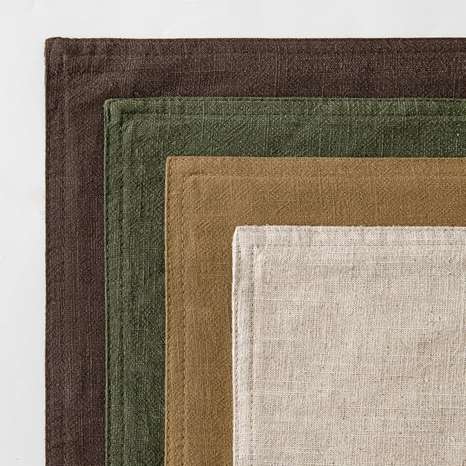 MIULEE Neutral Green/Brown Linen Pillow Covers Pack of 4 Decorative Natural - Image 6