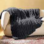 Ultra Soft Cozy Faux Fur Throw Blanket, Fuzzy Plush Thick Bubble Blanket by blunique