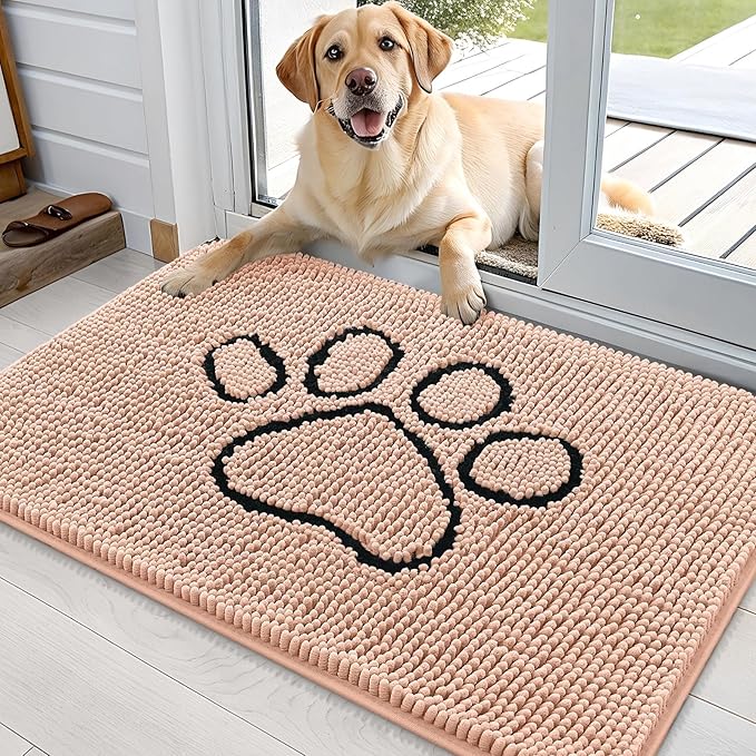 OLANLY Dog Door Mat for Muddy Paws 36x24, Paw Print Design, Absorbs Moisture by OLANLY