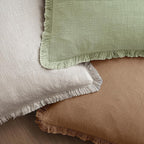 MIULEE Decorative Throw Pillow Covers Neutral Linen Fringe Throw Pillows Euro - Image 4