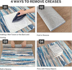 Lansny Modern Abstract Bedroom Runner Rug 2x7, Non-Slip Soft Thin Faux Wool Mat - Image 4