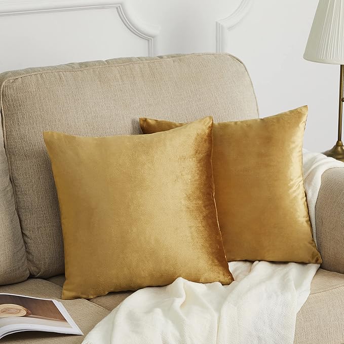 GIGIZAZA Golden Throw Pillow Covers 18x18 Decorative Velvet Cushion Covers Pack - Image 8