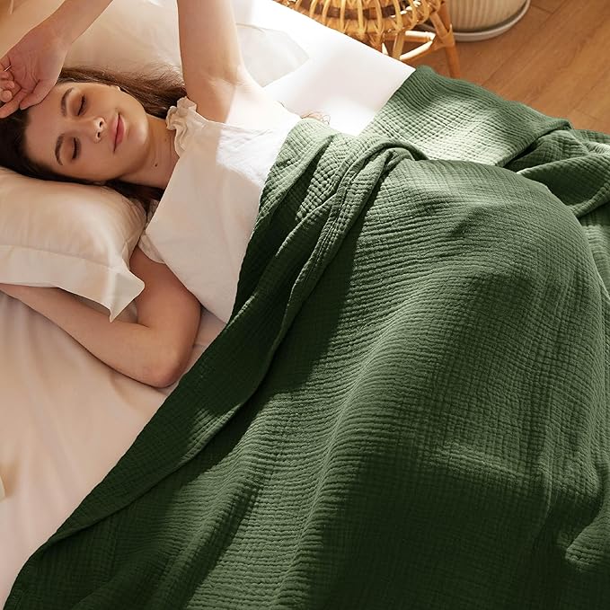 Bedsure 100% Cotton Muslin Throw Blanket Twin XL - Image 6
