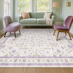 Hazo Haus Purple Rugs for Girls Bedroom, Non Slip Machine Washable 4x6 Floral - Image 6