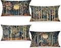 Rustic William Morris Inspired Forest Moon Decor Pillow Covers 12x20 Set of 4 by Unknown