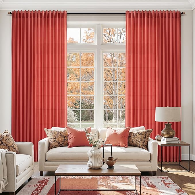 Christmas Red Linen Curtains 108 Inches Long - Image 6