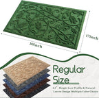 Boho Green Floral Leaves Outdoor Indoor Entrance Doormats, Absorbent Durable - Image 2