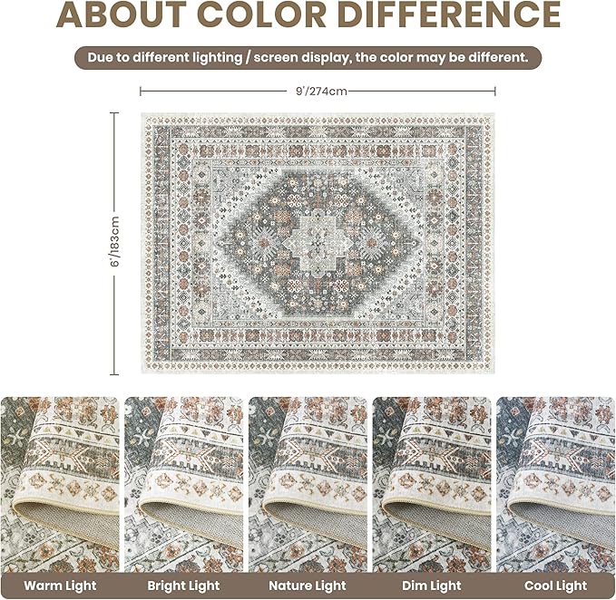 zesthome 6x9 Area Rug, Super Soft Washable Rugs - Image 2