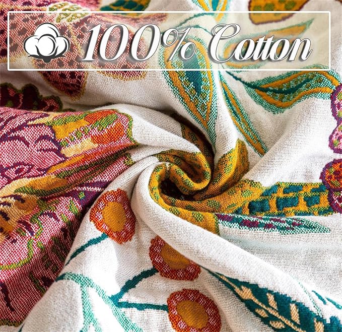 MSGKV Spring Throw Blanket for Couch, 100% Cotton Muslin Breathable Woven Bed - Image 5
