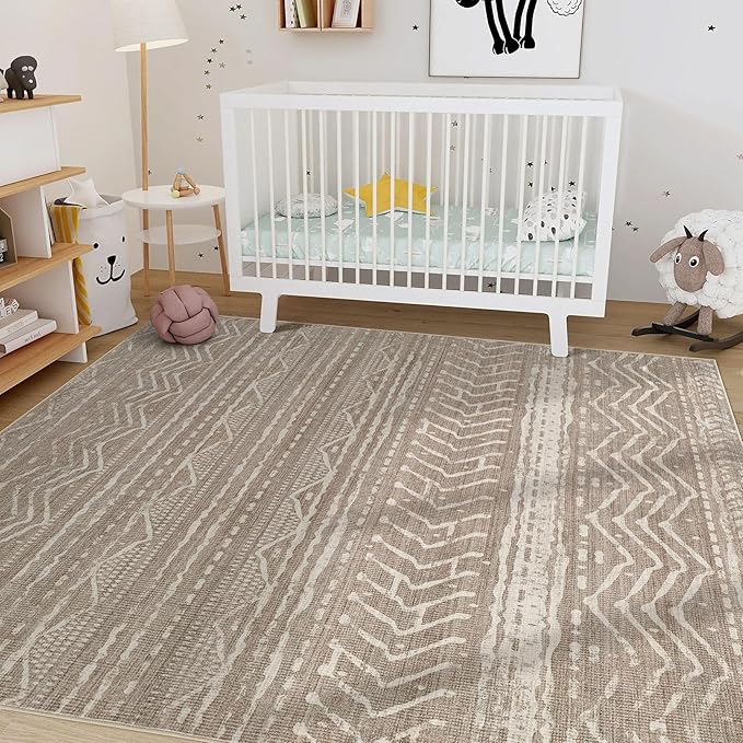 Nakagishi 7x9 Area Rugs Living Room: Washable Boho Large Neutral Soft Farmhouse - Image 8