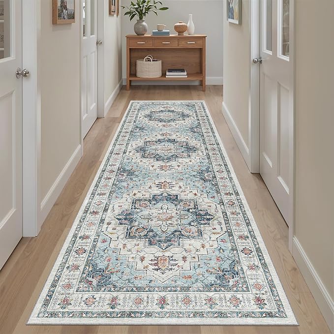 Madane Runner Rug 2'6''x8' Kitchen Runner, Hallway Runner Vintage Washable Rugs - Image 3
