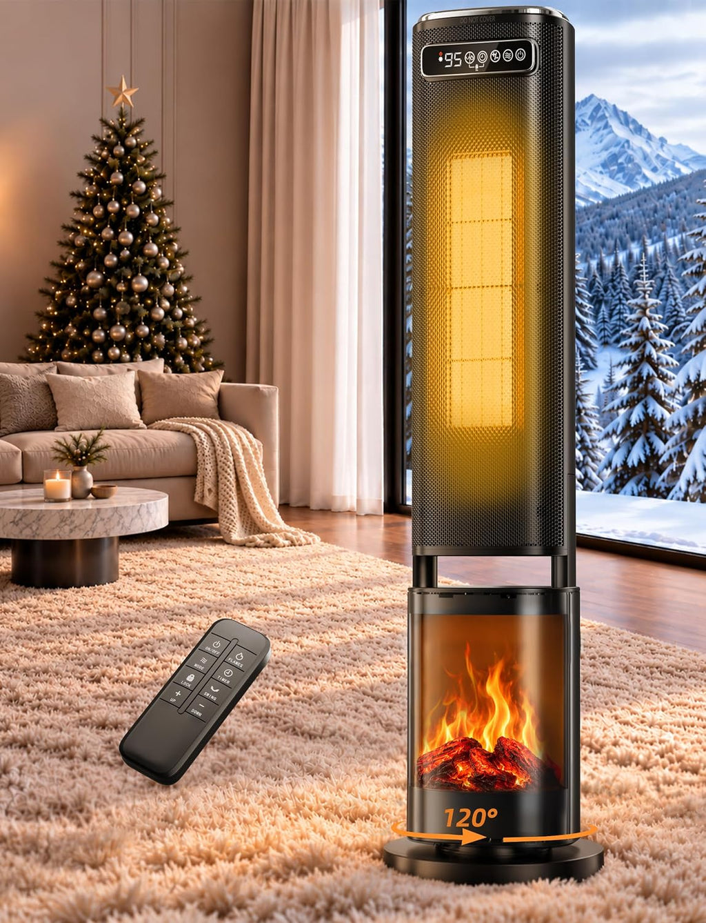 Uthfy 33'' Space Heaters for Indoor Use, 1500W Electric Heaters, 3D Flame
