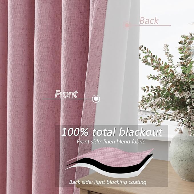 Guken 100% Blackout Curtains 108 Inch Length 2 Panels Set - Image 4