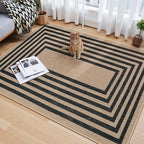 Lahome Enfys Modern Geometric Easy Jute Entryway Rug, 4x6 Black Washable Carpet - Image 3