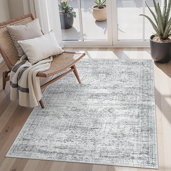 Area Rugs 4x6 for Living Room, Vintage Washable Rugs for Dining Room, Non-Slip by Soalmost