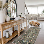 2x6 Washable Hallway Runner Rug: Vintage Floral Kitchen Rugs - Image 6
