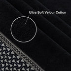 Loom and Mill Geometric Cotton Jacquard Bath Towel Set 3 Piece, Gray&Black