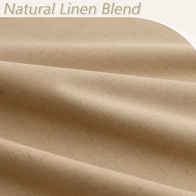 Guken Camel Brown 100% Blackout Linen Curtains 63 Inch Length 2 Panels Set - Image 3