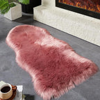 AMTOVO Faux Fur Rug, Blush Pink Area Rug, Fluffy Sheepskin Rug, Fuzzy Ultra - Image 5