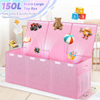 Extra Large Toy Box with Lids, Collapsible Storage Chest, 40"x16"x16" Pink