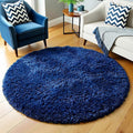 Amdrebio Navy Blue Small Round Rug 3Ft by Amdrebio