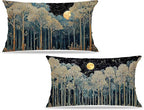 Rustic William Morris Night Forest Green Moon Decor Pillow Covers 12x20 Set of 2 by Unknown