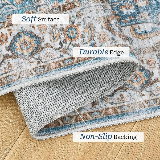 Madane Runner Rug 2'6''x8' Kitchen Runner, Hallway Runner Printed Vintage - Image 3