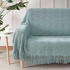 BOURINA Aqua Throw Blanket 50x60 Inches Throw Textured Solid Soft Sofa Couch - Image 2